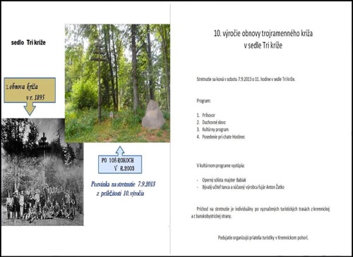 10. výročie obnovy historického trojramenného kríža v sedle Tri kríže 7.9.2013
