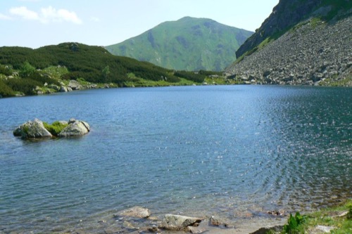 Horné Roháčske pleso, v pozadí Volovec