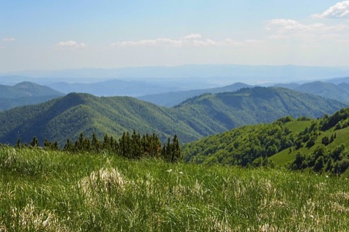 Japeň (1154 m n. m.) - vľavo a Zadný Japeň (1064 m n. m.) - vpravo